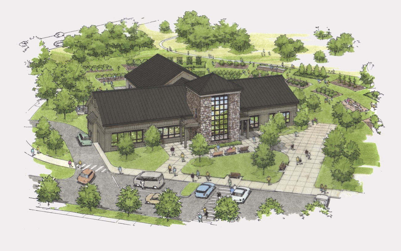 Exterior rendering of the Library at Metzger Park