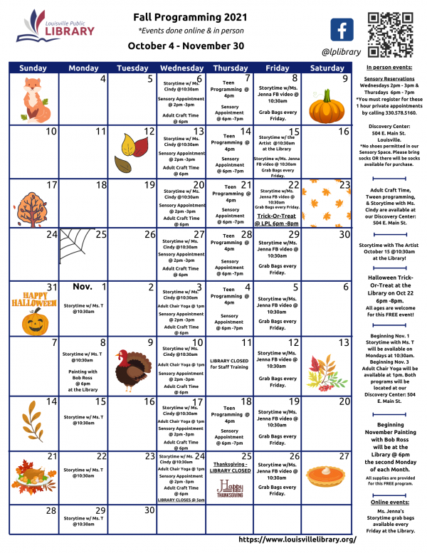 Programming calendar Oct-Nov