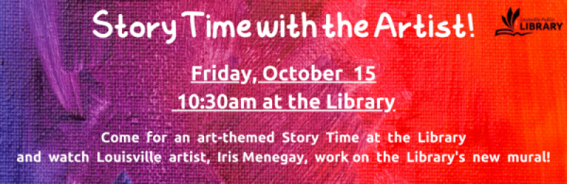 Story time with the artist Friday, October 15 at 10:30am at the Library 700 Lincoln Avenue