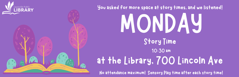Monday Story Times at the Library with sensory play time